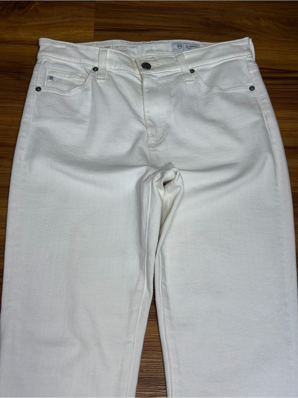 AG Adriano Goldschmied Mari Crop Graphic White Jeans Size 28
